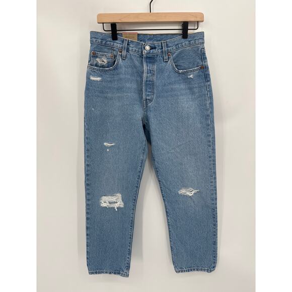 Levi's Denim - Levi’s 501 Original Cropped Distressed Jeans Button Fly NWT Size 29x26